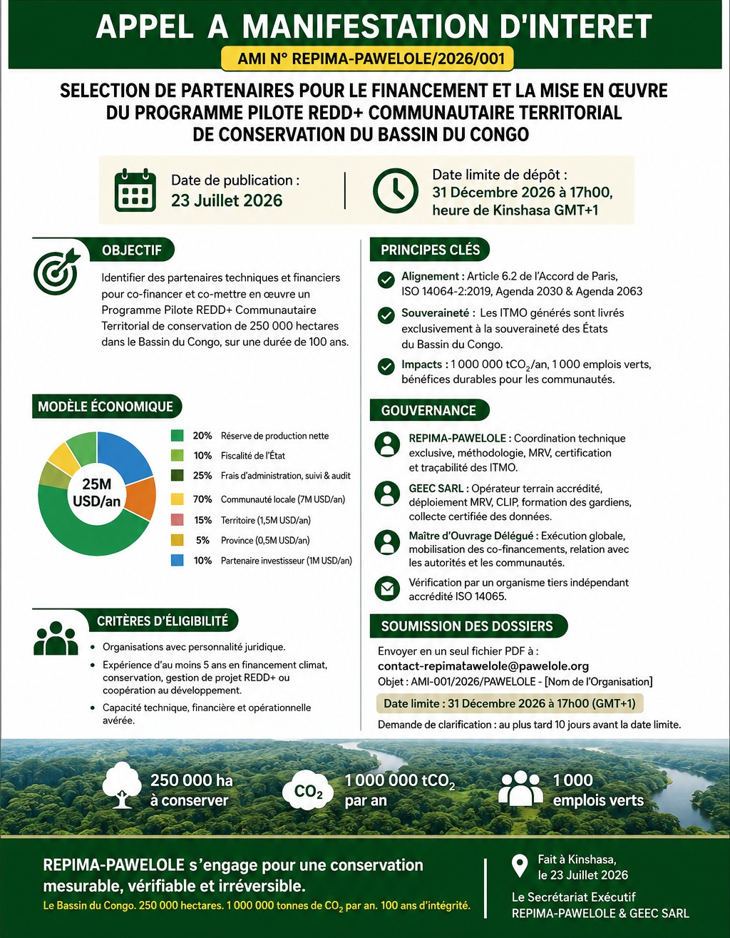 RÉSEAU DES EXPERTS PAWELOLE MONDIALEMENT ACCRÉDITÉS (REPIMA-PAWELOLE)  En consortium avec le GROUPE D'EXPERTISE ENVIRONNEMENT ET CLIMAT (GEEC SARL)RCCM : CD/KIN/RCCM/25-B-02066  APPEL À MANIFESTATION D'INTÉRÊT (AMI)